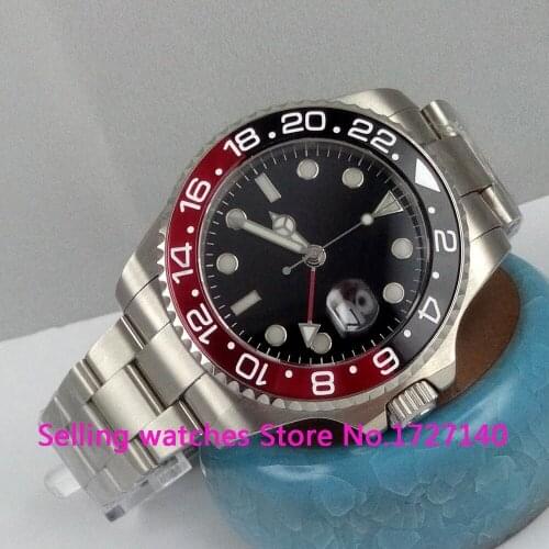 43mm Sterile dial GMT Ceramic Bezel sapphire glass automatic mens watch P001