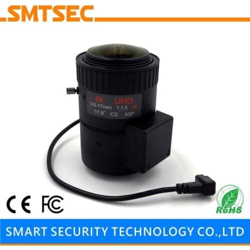 4K 3.6-17mm DC AUTO IRIS 1/1.8" F1.5 Lens 129 Degrees Wide Angle for Security CCTV Camera(SL-3617A4K )