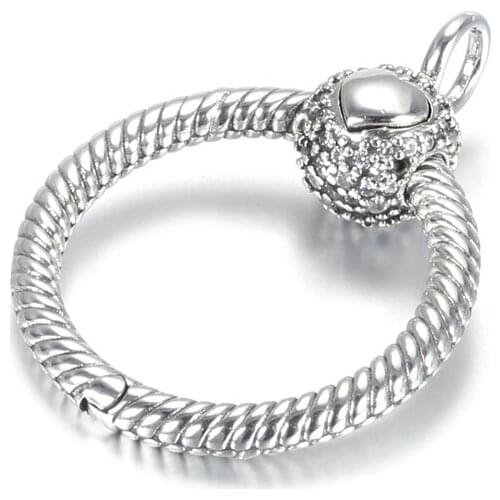 Authentic S925 Moments Small Pave O Necklace Pendant for Women DIY Jewelry