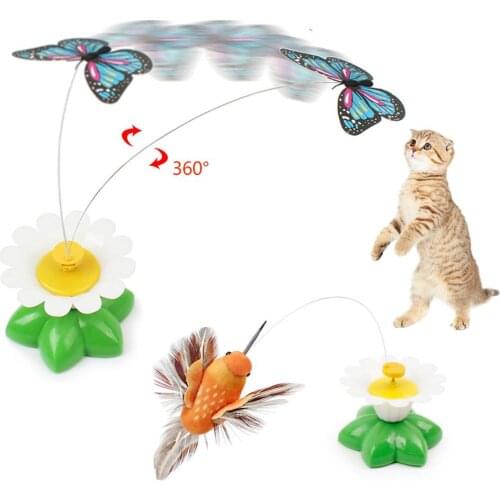 Automatic Electric Rotating Cat Toy Rotating Flying Bird Butterfly Cat Kitten Interactive Training Toys Exercise Pet Cats Toy