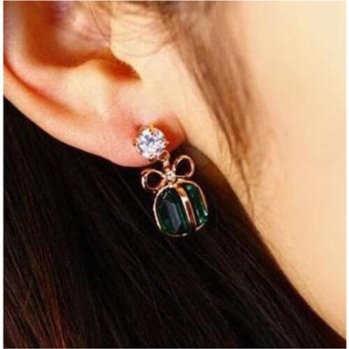 Grace Jun High Quality CZ Austria Crystal Bowknot Clip on Earring No Pierced for Girls Party Wedding Charm No Hole Ear Clip New