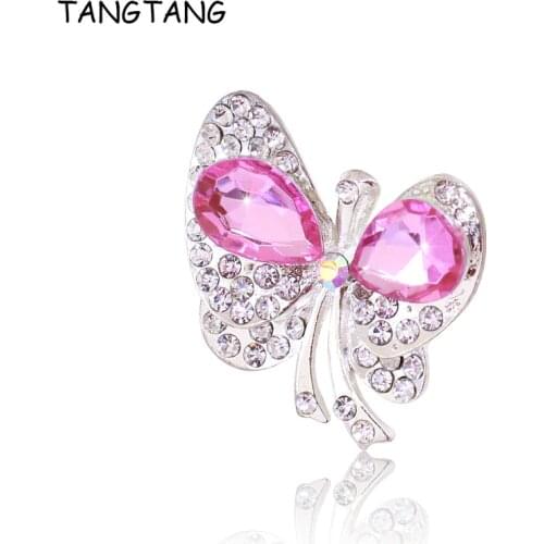 Silver Color Acryl Crystal Butterfly Rhinestone Brooch Multicolors Unique Design Fashion Women Gift Jewelry Pin For Suit, BH8357