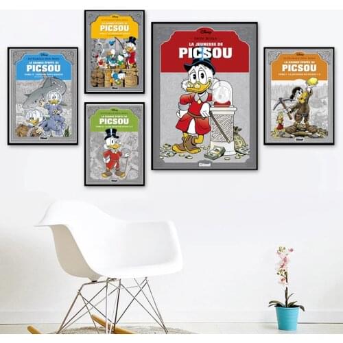 Disney Uncle Dagobert and Donald Duck Canvas Painting Expedition Prints Posters Wall Art Pictures for Living Room Decor Cuadros