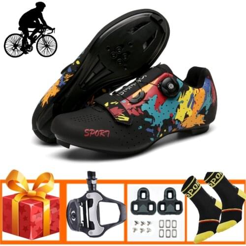 Cycling Shoes Sneaker Flat Mens Route Road Cycling Footwear SPD-SL pedals Male self-locking breathable Racing bicycle sneakers
