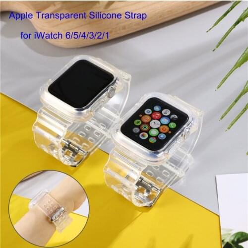 Fluorescent Transparent Sport Strap for Apple Watch Band Series 6/5/4/3/2/1 Se Rubber Case for Iwatch Strap 38mm 40mm 42mm 44mm