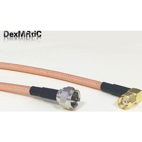RF coaxial cable RG142 RP-SMA Right Angle Male Plug Switch F Male Pigtail Adapter RG142 50CM 20" low loss