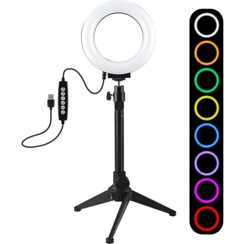 PULUZ 4.7/6.2 inch 10 Modes RGBW Dimmable LED Selfie Ring Light Photography Video Light & Light Stand For YouTube Video Vlogging