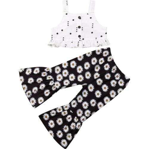 Toddler Kids Baby Girls Outfits Clothes T-shirt Tops+Pants 2PCS Set Summer Toddler Girls Kids clothes sleeveless cotton