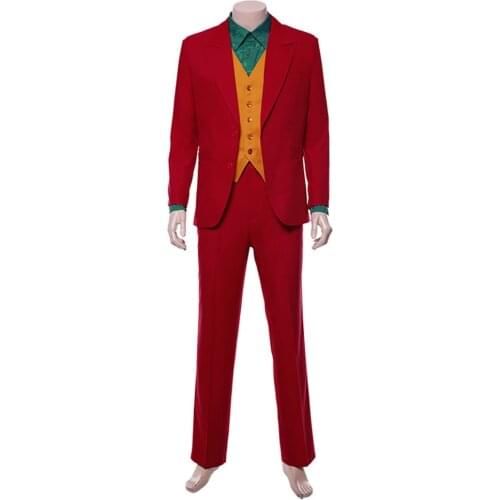 Fast delivery Movie Joker Arthur Fleck Joker Cosplay Costume Women Men Jacket Shirt Pant Vest Halloween suit Boy Christmas gift