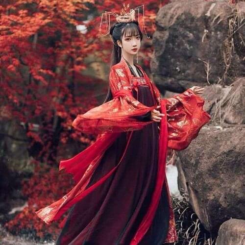 Beauté maquillage nouveau traditionnel chinois Hanfu robe printemps et automne modèles deux pièces pleine poitrine fée jupe