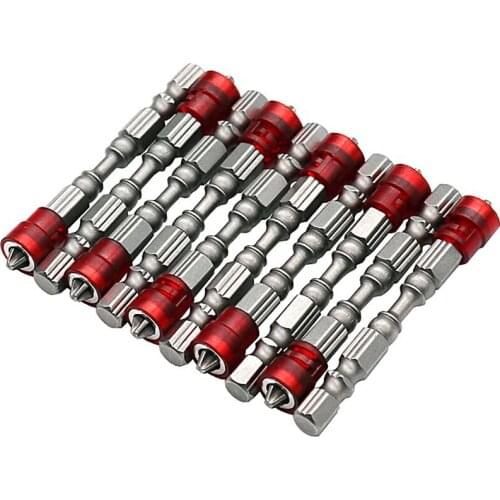 10pcs Tool Steel Magnetic Ring Phillips Screwdriver Bit 65mm Electric Single Head Drill Bits for Cordless Drill Hand Tool 1/4