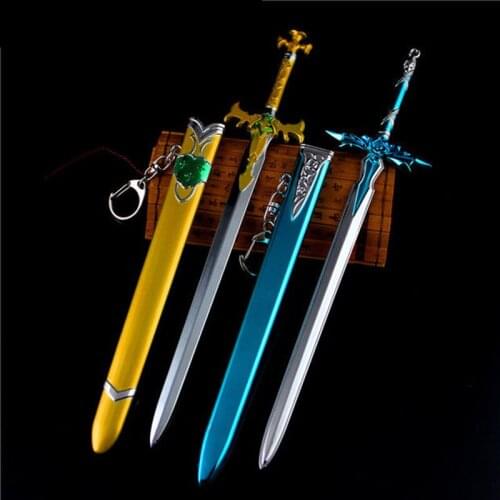 Sword Art Online Weapon Keychain Kirito Kazuto Yuuki Asuna Sword Model Elucidator Dark Animeted Sword Player Action Figure Toys