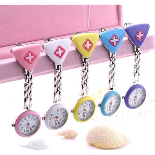 1PC Fashion Round Triangular Nurse Doctor Watch Hanging Pocket Clip on Pocket Watch Pendant Pocket Quartz Hanging pocket watch