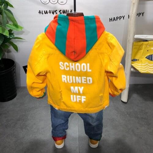 2 3 4 5 6 Years Toddler Boys Clothing Sets Fashion Korean Denim Jacket Casual Stripe Sweatshirt Jeans Kids Tracksuit Boy Suits