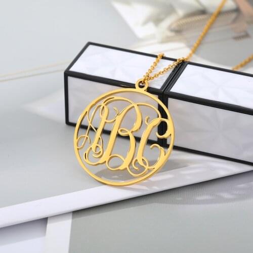 Personalized Name Necklace Women Girls Stainless Steel Hollow Monogram Initials Necklaces Pendants Boho Custom Jewelry Gifts
