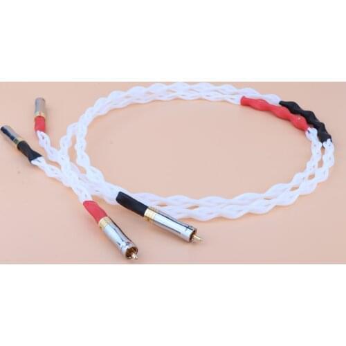 Pair Hi-end 4N Pure Silver Braid Silver Plated Hifi RCA Extension Audio RCA Cable RCA to RCA Interconnect Cable Signla wire