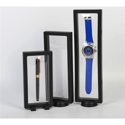 PET Membrane Floating Clear Arylic Jewelry Ring Pendant Display Stand Holder Packaging Box Protect Case No Base