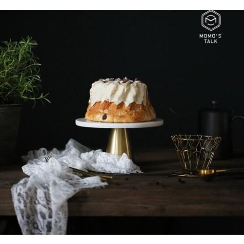 Cake Stand Dessert Tray Natural Marble Plate With Copper Stand cake turntable Dia20cm