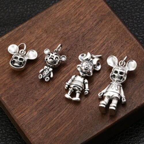 925 Sterling Silver Cute Bear Pendants for Necklace Women Vintage Unisex Jewelry for Men And Women Jewelry Best Friends Gifts