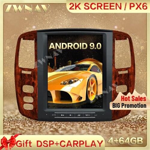 PX6 DSP Carplay Tesla screen 4+64GB Android 9.0 Car Multimedia Player For Lexus LX470 2004-2005 GPS Radio Auto stereo head unit