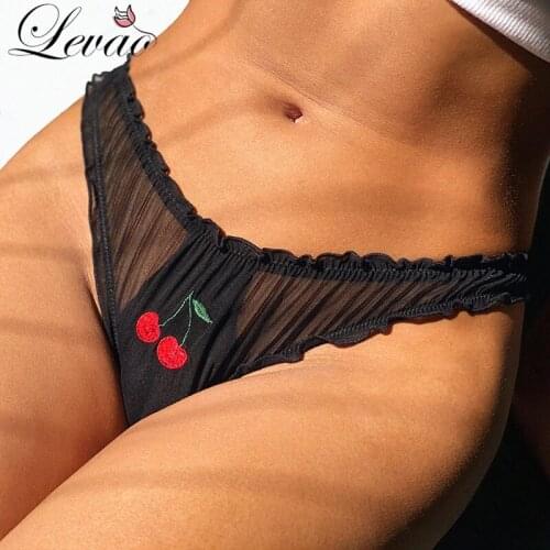 LEVAO Women’s Underwear Sexy Lace Lingerie Temptation Panties Fruit Ins Embroidery Transparent Briefs Seamless Sweet Underpants