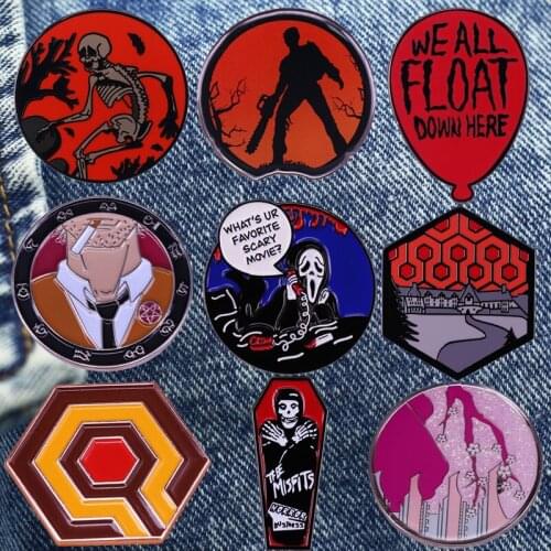 Terror Film Poster Cartoon Brooch Metal Enamel Lapel Badge Collect Denim Jacket Backpack Pin Given Friends And Fans Gifts