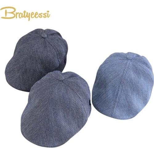 Vintage Denim Baby Boy Hat Girls Beret Cap Fashion Baby Cap Kids Hats Toddler Infant Accessories 6-18 Months