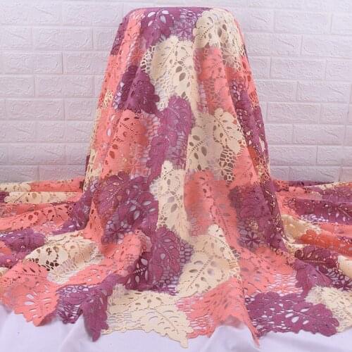 Zhenguiru High Quality Guipure Cord Big Leaf Shape Fabric African Lace Fabric Flower Nigeria Fabric For Wedding And Party A2048