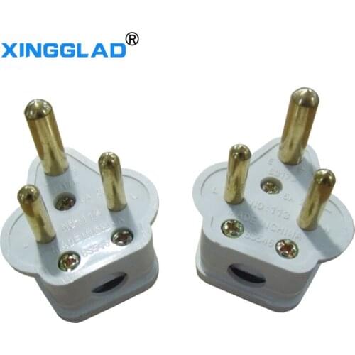 South Africa Small Round 3 Pins 5A/15A AC Electrical Power Male Plug Rewireable Socket Outlet Adaptor Extension Cord Connector