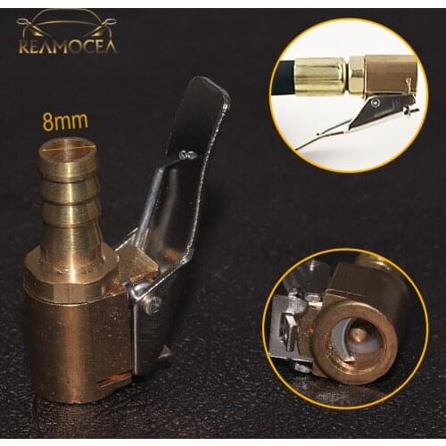 Reamocea 1Pc Car Auto Brass 8mm Tyre Wheel Tire Air Chuck Inflator Pump Valve Clip Clamp Connector Adapter For Garage