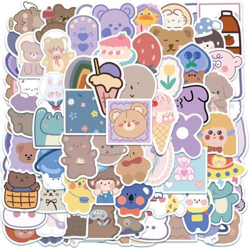 10/30/50PCS Small Fresh and Cute Stickers Cartoon Cute Girl Heart Computer Guitar Mobile Phone Decoration Stickers Wholesale