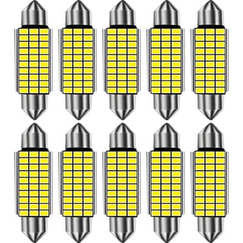 10pcs Festoon 31mm 36mm 39mm 41mm C5W C10W Super Bright LED Bulb Car Dome Light Canbus No Error Auto Interior Reading Lamp White