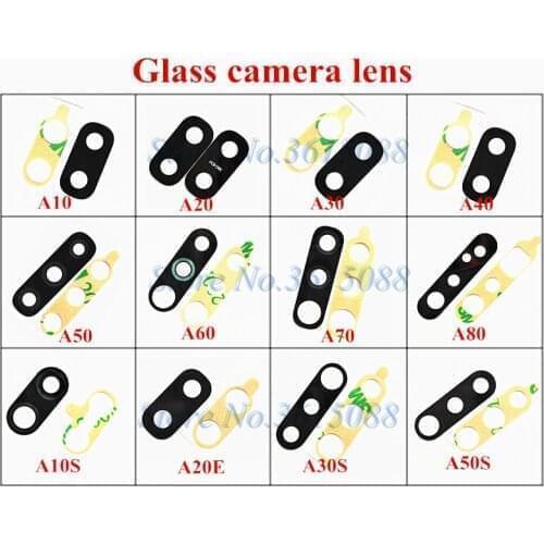 100x New back camera glass lens with adhesives for Samsung Galaxy A10 A10S A20 A20E A30 A30S A40 A50 A50S A60 A70 A80