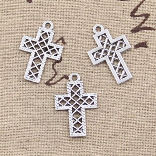 20pcs Charms Hollow Grid Cross 24x16mm Antique Making Pendant fit,Vintage Tibetan Silver color,DIY Handmade Jewelry