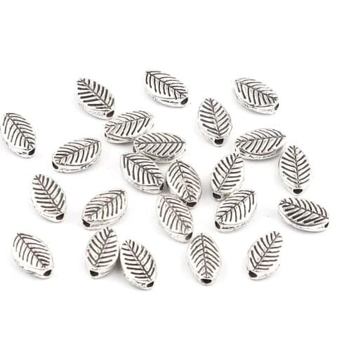 Fashion Spacer Beads Leaf Antique Silver Color Metal Beads DIY Making Bracelets Necklace Jewelry Findings About 9mm x 6mm,200PCs