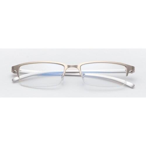 2018 New Casual Fashion Exquisite High-end anti-blue light business half-frame glasses metal blue film flat mirror Mens glasses