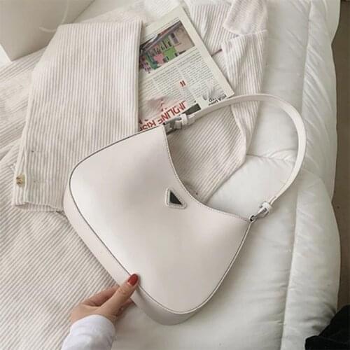 2021 WomenSimple Fashion Leather Shoulder Handbags Casual Female Solid Underarm Bags For Lady Spring Sweet Baguette Bags