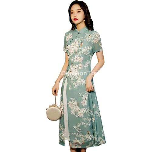 2021 folk style vietnam dress suit chiffon aodai graceful dress elegant improved long dress aodai dress vestidos novelty dress