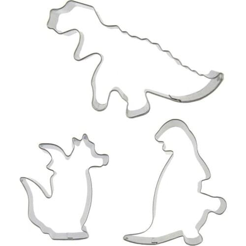 Firedragon, Tyrannosaurus shaped 3 piece biscuit cutting molds, baking tools, cake decorating soft candy tools