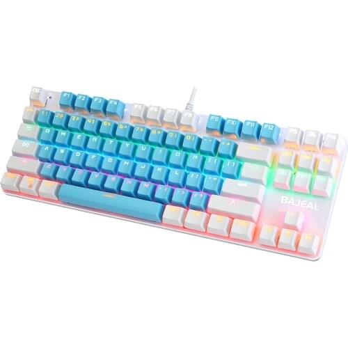 87 Keys Keyboard Wired Mechanical Keyboard Mixed Light Mechanical Keyboard with Mechanical Blue Switch Suspension Button