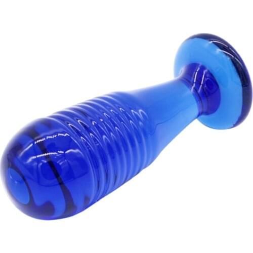 Blue Crystal Glass Anal Plug G Spot Stimulator Threaded Butt Plug Anal Dilator Dildo Buttplug Adult Sex Toys For Woman Men