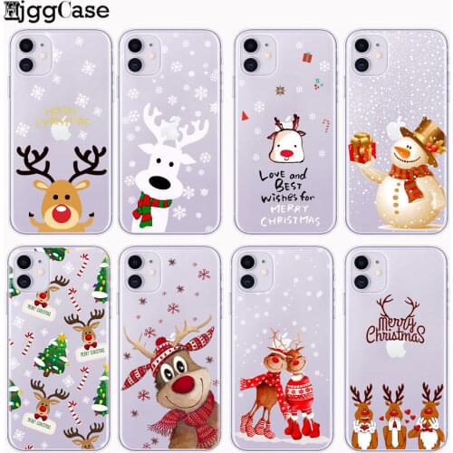 Christmas New Year gifts elk snow phone Case For iphon 12 Mini 11 PRO XR 6s 7 8 Plus X XS MAX back Cover for huawei P30 P40 Lite