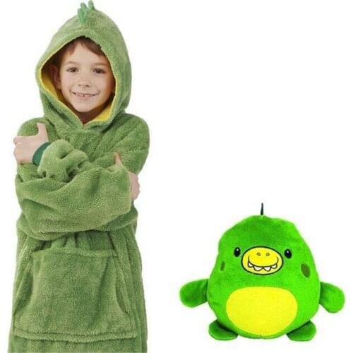 Children Sweatshirt Pullover TV Fleece Blanket With Sleeves school Nap Sofa Winter Warm Blankets Outdoor Creative Hooded Coats