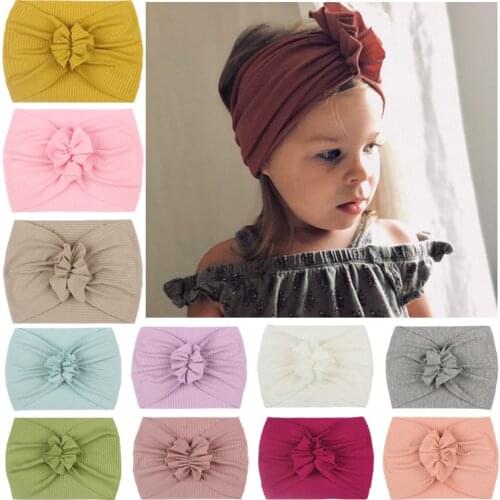 Solid Color Baby Headdress Super Soft Flowers Headband Wide Elastic Headwear Kids Gifts Photography Props Clothing Accessories