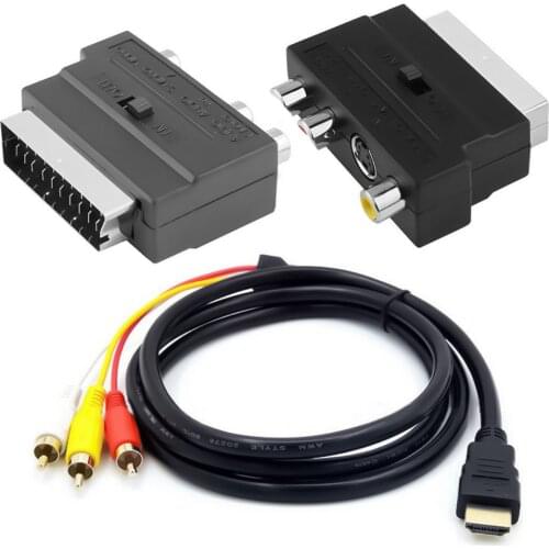 Hdmi-compatible To 3Rca Scart Two-In-One Adapter Cable 1.5M Hdmi-compatible Male S-Video To 3 Rca Av Audio Cable 3