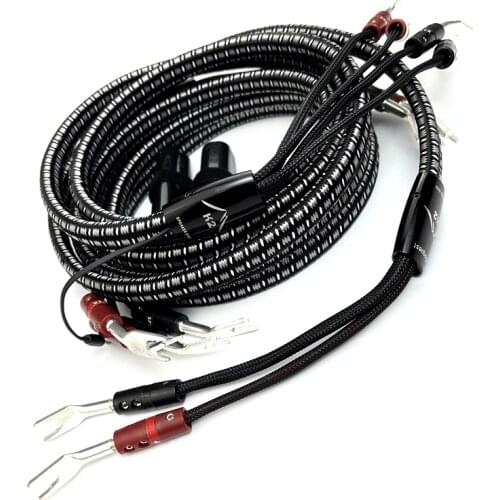 HiFi Audio K2 Speaker Cable 72V DBS Surface Silver Bi-Wire Speaker Wire Spade / Banana Plug