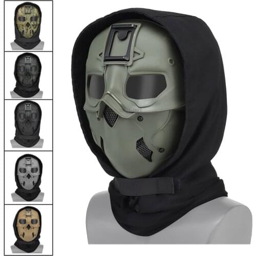 Camouflage Tactical Full Face Mask Breathable Hunting Shooting CS Protection Mask with Headgear Military Airsoft Paintball Mask