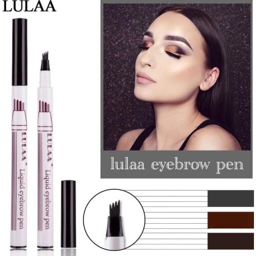 Microblading Eyebrow Pencil Waterproof Fork Tip Eyebrow Tattoo Pen 4 Head Fine Sketch Liquid Eyebrow Enhancers Dye Tint Pen