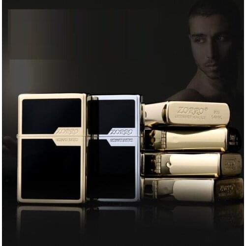 ZORRO Kerosene Lighter Classic Logo Pure Copper Gasoline Oil Lighter Outside Tool Men Gift Brass Shell