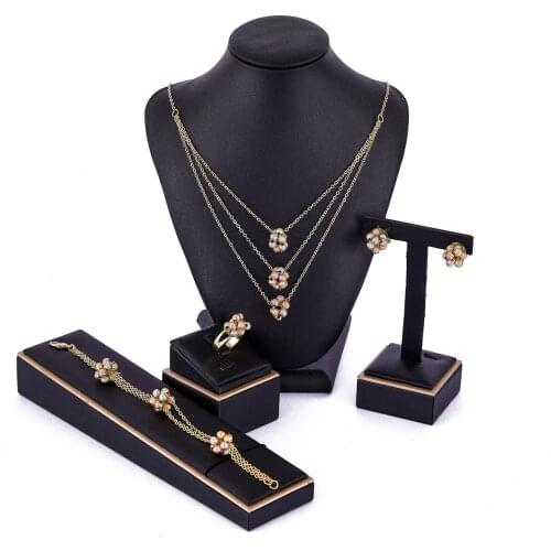 2021 Jul Afirca jewelry set for women Ring Bracelet Necklace Earring Alloy jewelry sets for Wedding New Trend Fahsion jewelry